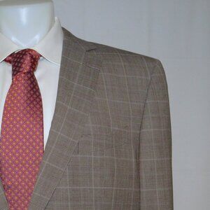 Ermenegildo Zegna Su Misura Exclusively Cool Effect Light Taupe Plaid Suit 46R